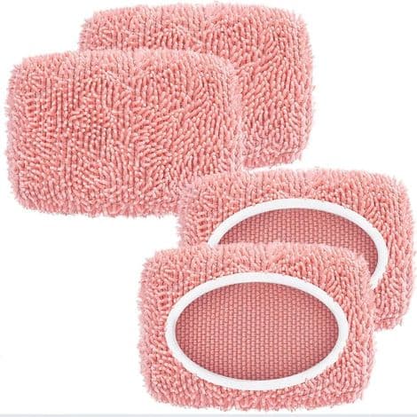 4-pak lyserøde mikrofiber moppebetræk til tør og våd rengøring, genanvendelige og vaskbare mikrofiber moppepuder