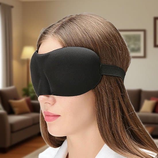 3D Sovmask - Ögonmask - Ljusblockerande - Tryckfri Design - 23.5cm x 9cm - Svart