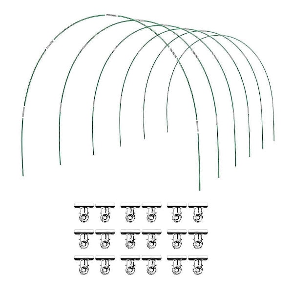 36 st Gröna Växthusbågar Växttunnel 6 Set med 2,6 m Långa Trädgårdsbågar Kit, Rostfri Glasfiber Ra