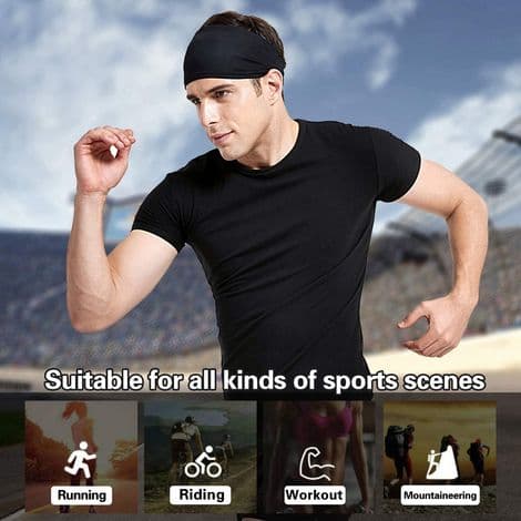 Løpehodebånd for menn, 5-pakning, svettetransporterende sportshodebånd, unisex stretchhodebånd