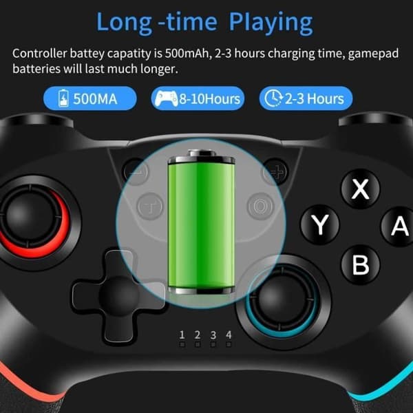 Trådlös handkontroll för Nintendo Switch, Switch Bluetooth Joypad, Gamepad med dubbel vibration/turbo/gyroskopfunktion.