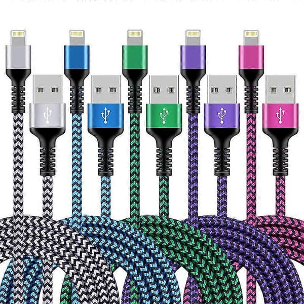 iPhone Laddare 5-pack 3m USB Lightning Datakabel Apple Mfi Certifierad Datakabel Snabbladdningskabel Nylonflätad Kompatibel med iPhone 14 1
