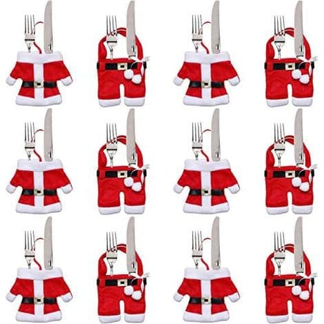 12 delar julbestickhållare, julbordsdekorationer, julklappar (tomtekläder)