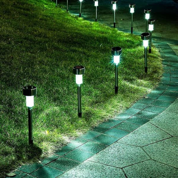 Solcellelamper Utendørs Hage Led Landskap / Sti Lys Pakke Lamper Rustfritt Stål-12 Hvit