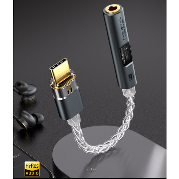 BA23 USB-C til 3,5 mm lydadapter med indbygget DAC grå