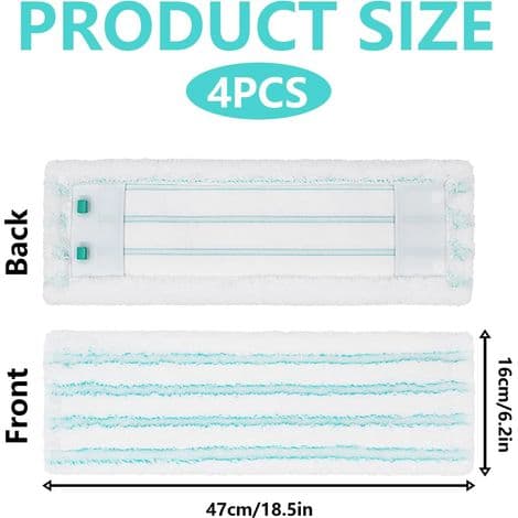 Sett med 4 erstatningsmopphoder for Leifheit Profi XL Micro Duo/Cotton Plus, erstatningsmopphode for Leifheit Profi XL, rask flekkfjerning, effektiv