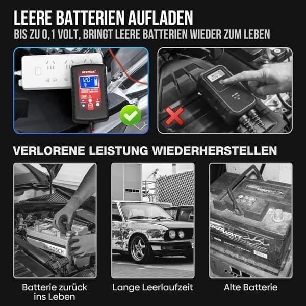 Batterioplader - NETBOAT - 6/12 V - 2 A - Batterivedligeholder - Universal