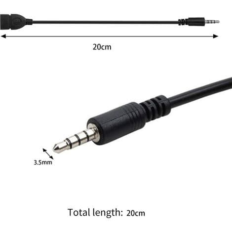 USB til Jack-adapter, USB 2.0 til 3,5 mm han-hjælpestereo-lydstikkonverter, USB-jackstikkabel til musik, egnet til bilradio, lyd-cd