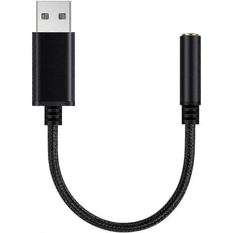USB til 3,5 mm lydjackadapter for PC og andre enheter (18 cm, svart)