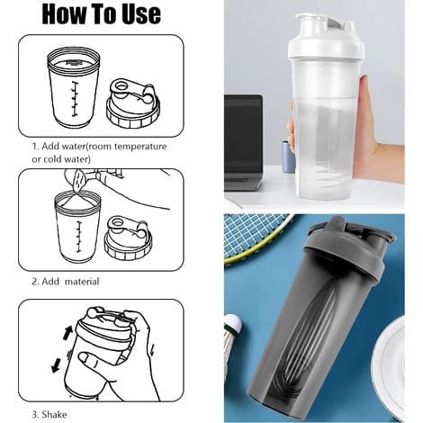 600 ml proteinshaker, 2 st proteinshaker med blandningsboll, proteinshakerflaska för proteindryck
