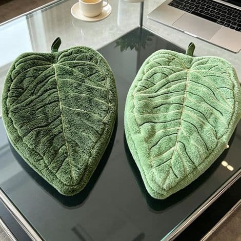 Korallfleece Lövformad Köks Handduk, Absorberande Mjuka Handdukar för Dusch, Sovrum, Sovsal, Lägenhet, Hus, Vardagsrum, Gym, Spa