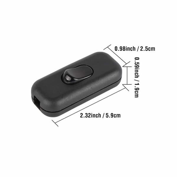 6A Bi-polet afbryder, in-line ledningsafbryder til små apparater eller lamper, sort - 4-pak