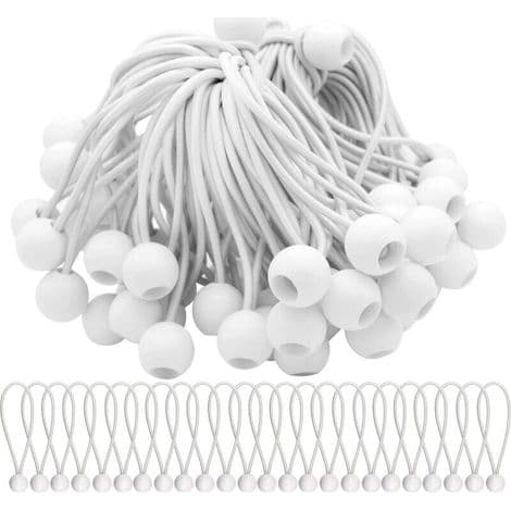 Pakke med 75 elastiske strammere, elastiske snorer med kuler, strikksnorer, elastiske kuler for markiser, telt, bannere og presenninger