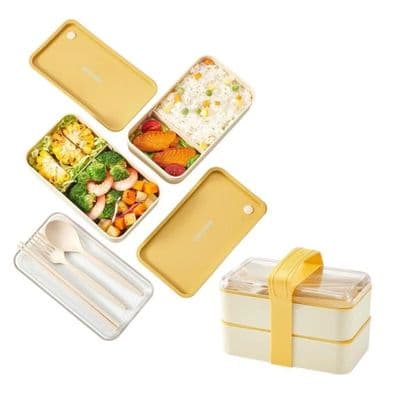Madkasse - Dobbeltlag - Gul - PP (polypropylen) - 18×10×11 cm