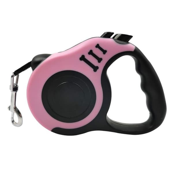 Indragbart hundkoppel - Phoesky - Automatiskt - Nylon - Rosa - 3 m - Kromad karbinhake - Maxlast 30 kg