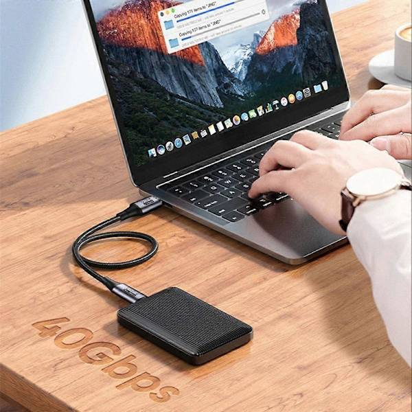 Type A 1,2 m 8K@60Hz 40Gbps USB 4.0 Thunderbolt 3 Type til Type PD 100W Hurtigopladelig Data