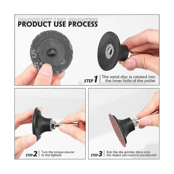 150-delars Roll Lock Disc 2 Tum Slippapper Set 36 Grit Rund Slipskiva för Ytförberedelse S