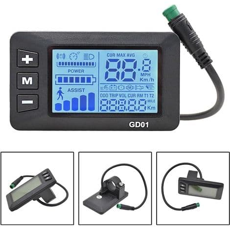 för GD01 elcykel LCD-skärm, vattentät multifunktionsdisplay, multispänningsdisplay