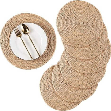 Sett med 10 vevde rottingbordbrikker, naturlige bordbrikker, 30 cm diameter, til dekorasjon