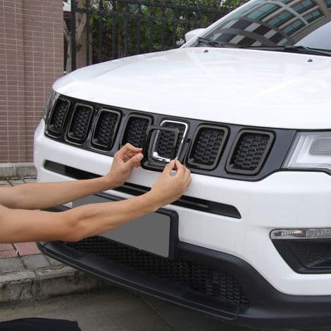Sort ABS-grill udvendigt tilbehør til Jeep Compass MP 2017 2018 2019