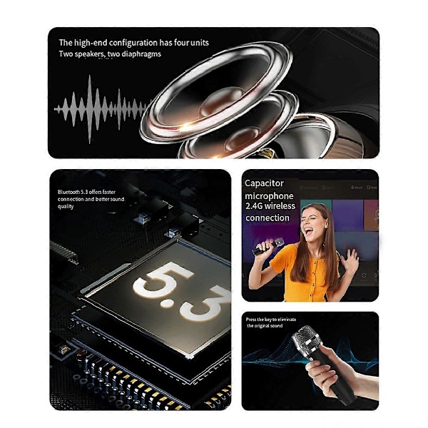 SD306plus Uggla Bluetooth Högtalare Kraftfull Portabel med Dubbla Mikrofoner HIFI Ljud Perfekt för Karaoke och O