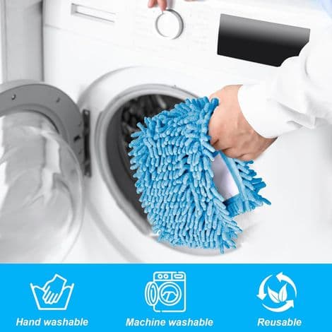 Sæt med 2 chenille mikrofiber mopper - Erstatningsbetræk - Flad chenille moppe - Til ideel snavsabsorption - Ideel til gulve som fliser og laminat