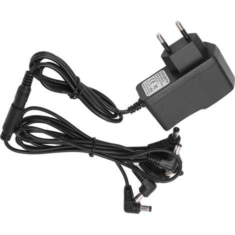 6-udgangs AC-strømforsyning til guitar-effektpedaler med kædekabel og EU-stik 100-240V