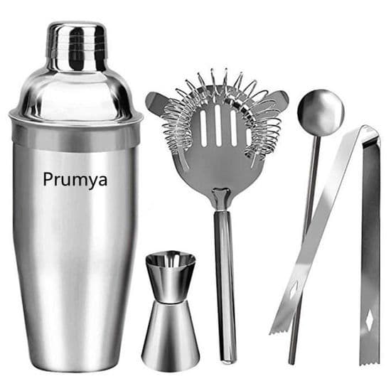 Cocktailshaker - PRUMYA - 5-delt professionelt sæt - Rustfrit stål - 750ML - Tåler opvaskemaskine