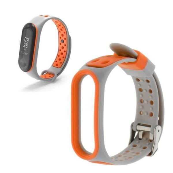 Mode Klockarmband Silikonrem för Xiaomi Mi Band 5 Grå + Orange segolike