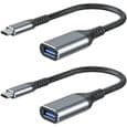 USB-C til USB-A Adapter, 2-pak, OTG Han til Hun 3.0 Kabel, Kompatibel med MacBook, Galaxy S9, Huawei P20