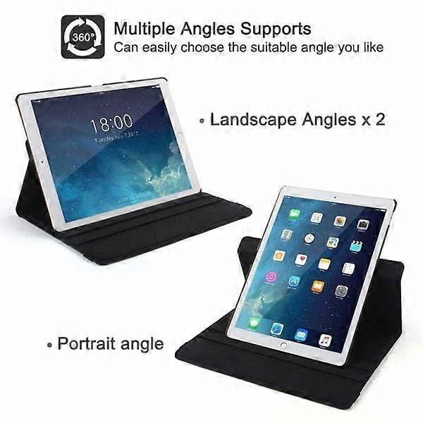iPad Pro 3/4/5/6 12.9\" 360 Smart Cover Fodral PU Läder Svart Svart