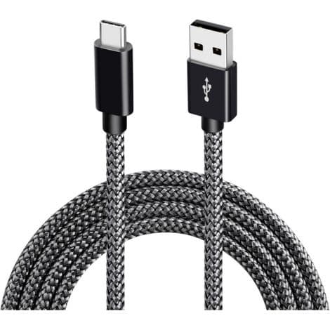USB-C till USB 2.0-kablar, 3A snabbladdning, 2 meter, svart
