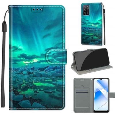 Etui til Oppo A16 6.52\" Aurora Grøn Læderpung Flip Telefonetui DKCHD1