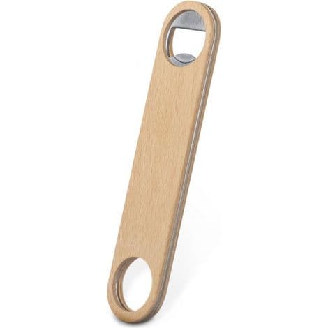 Bærbar og holdbar flaskeåbner med træ- og rustfrit stål-design