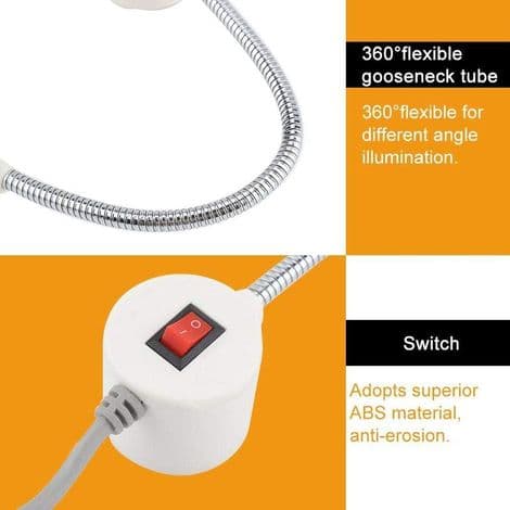 30 LED svanehals arbejdslys med magnetisk base til drejebænke, boremaskiner og symaskiner (EU-stik 220V)
