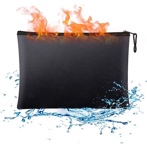 Brandsikker Taske - 34 x 24 cm - Vandafvisende - Lynlåslukning - Til A4 Dokumenter, Sølv, Tablets - 1 Styk