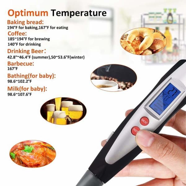 Kødtermometergaffel, grillgaffel med termometer, digital grillgaffel, digitalt stegetermometer