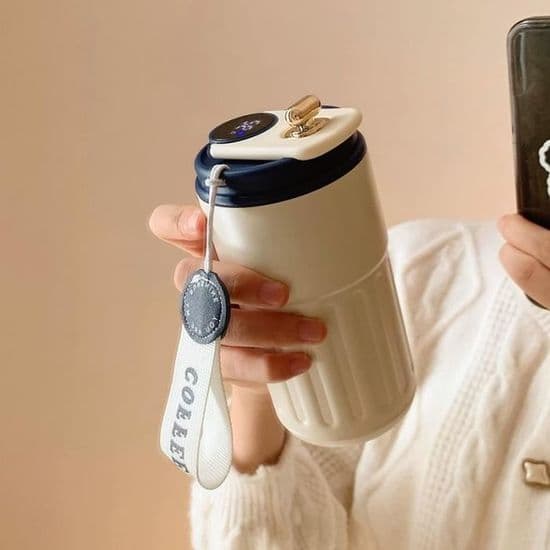 Blå - Smart kaffetermokop med intelligent temperaturdisplay, rustfri stålkrus