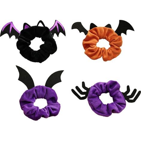Hårstrikk - Halloween-tema Edderkopp- og Flaggermusdesign - Chiffonstoff med Elastisk Kjerne - For Kvinner og Jenter - 4 Stykker