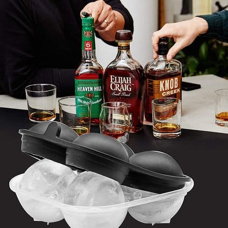 Sfærisk isbitform for whisky (2 stk) i plast og silikon (4 stk) - Svart