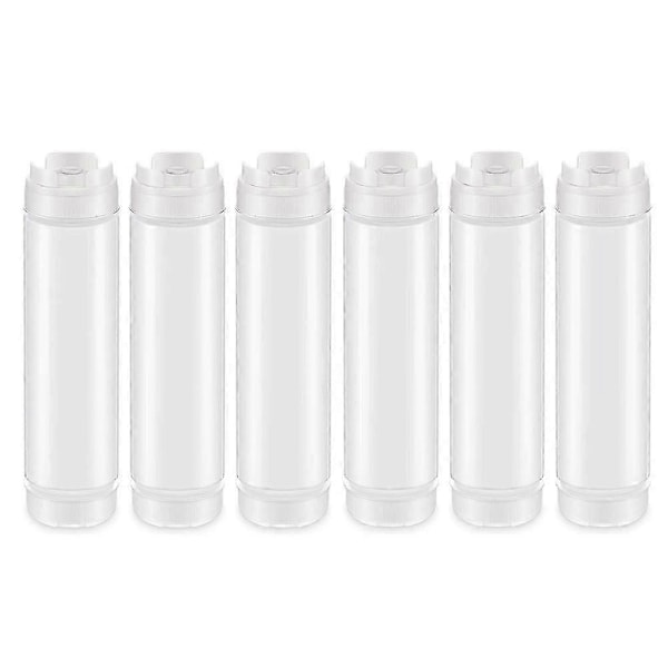 6 st 473 ml (16 oz) Inverterade Plast Squeeze-flaskor, Återfyllningsbar Tipp Stor Ventil Dispenser Krydda Squeez