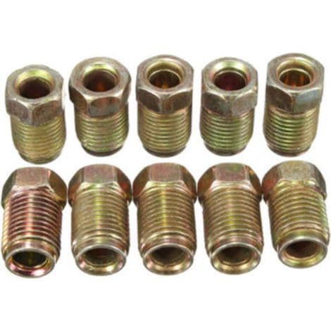 10 mm x 1 mm bromsrörsskruv, lämplig för 3/16\" 3/8\" UNFx 4tpi bromsrör