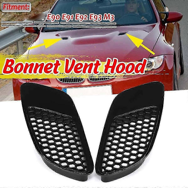 2 ST Luftventil för Real M3 Modell Bil Främre Luftskopa Motorhuv Ventil Louvers för E90 E91 E92 E93 M3 ABS js