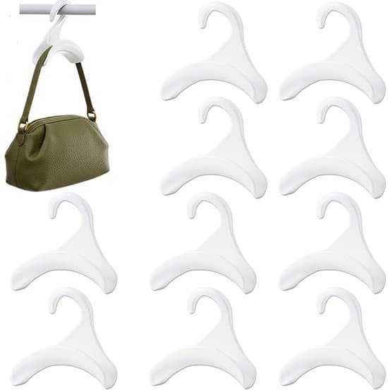 10-pack väskhängare med böjda krokar för väskor, slipsar, sjalar, garderobsorganisation - 11*11*4 cm - Vit