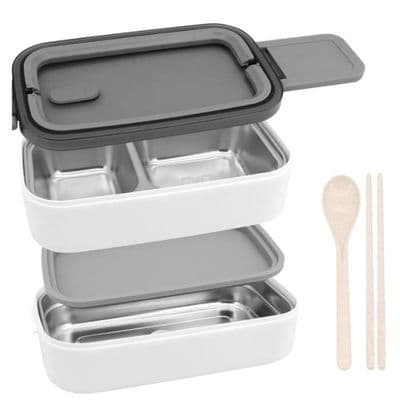 Bento Madkasse - 304 Rustfrit Stål - 3 Rum - Isoleret - Genanvendelig