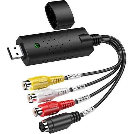 USB lyd- og videokonverterer, VHS til digital konverterer, videoopptakskort digitaliserer fra analog video VCR VHS DVD, for Windows 7 8 10