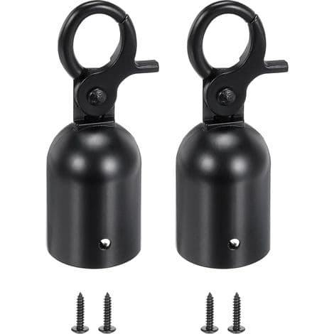 Set med 2 repändar för 2,8 x 8 cm stolpar, karbinhakar för avspärrningsrep, köavdelare, svart