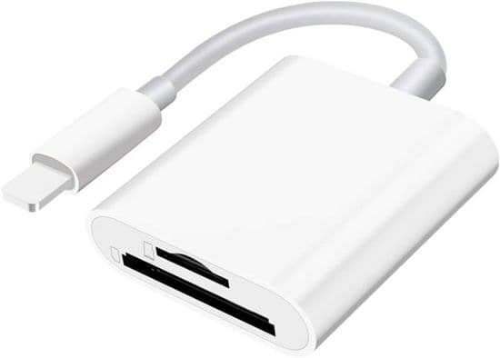 SD-kortläsare för iPhone iPad-kamera, minneskortläsare med dubbla kortplatser som stöder