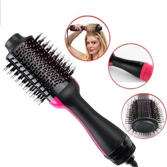 Hårtørrerbørste - Salon - Varmluft - 1000W - Sort/Pink - Luftioniserer
