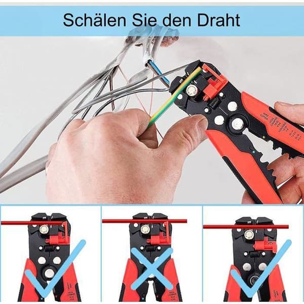 Trådstripper, Automatisk Trådstripper, Stripper, Kutter, Krymper 3 i 1, Rød